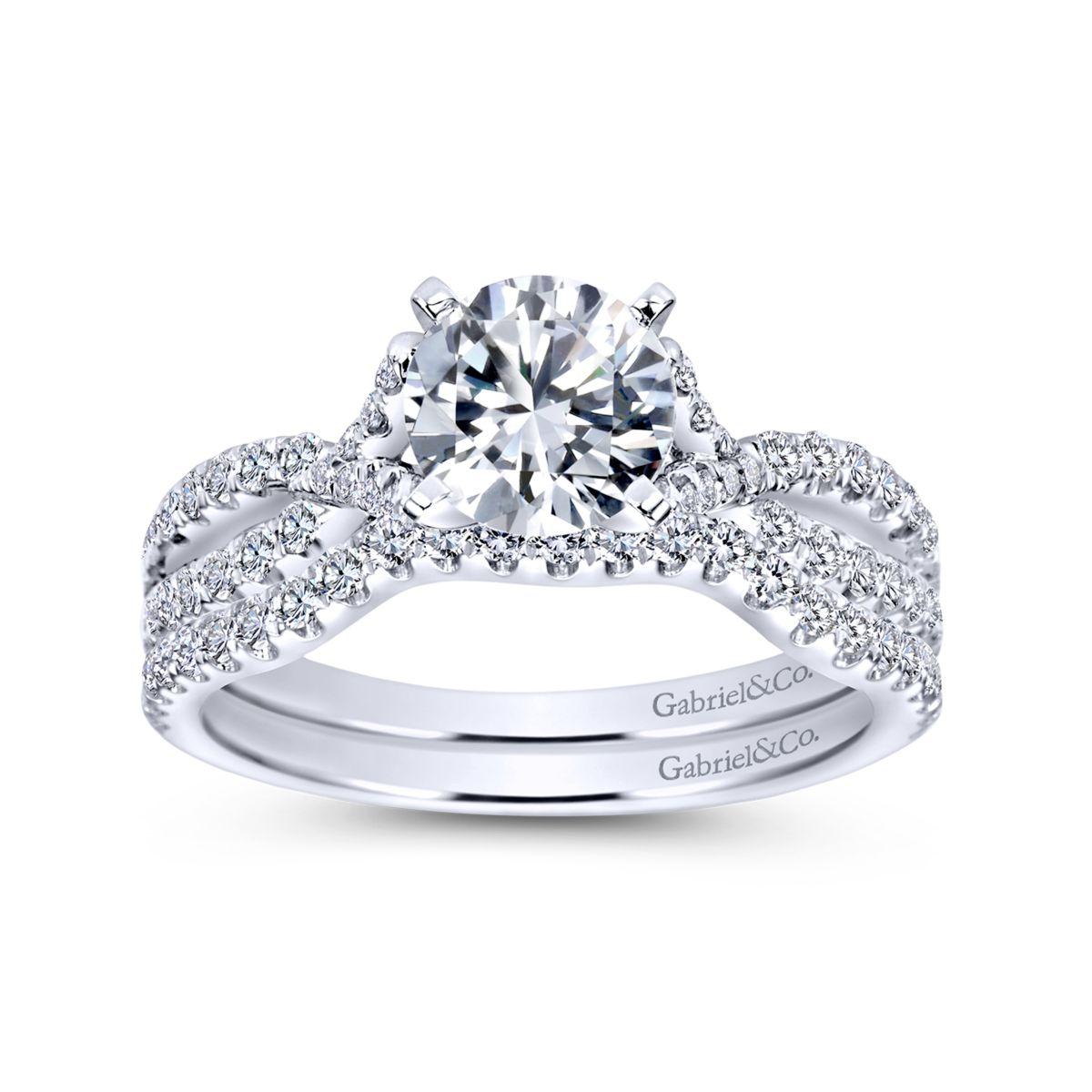 Gabriel & Co. 14k White Gold Contemporary Twisted Engagement Ring