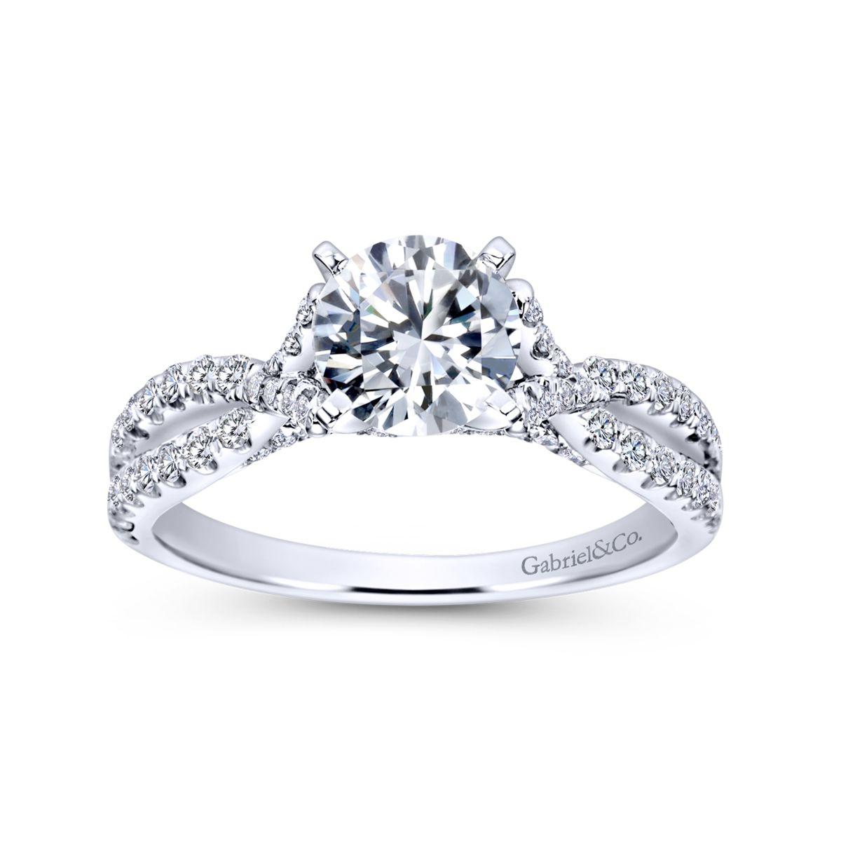 Gabriel & Co. 14k White Gold Contemporary Twisted Engagement Ring