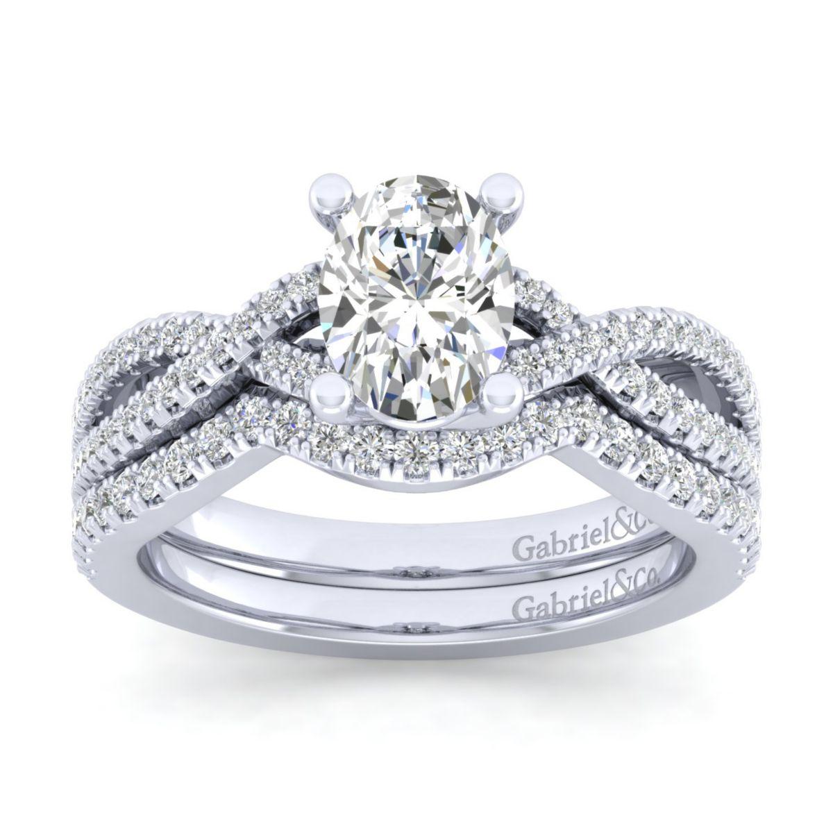 Gabriel & Co. 14k White Gold Contemporary Twisted Engagement Ring