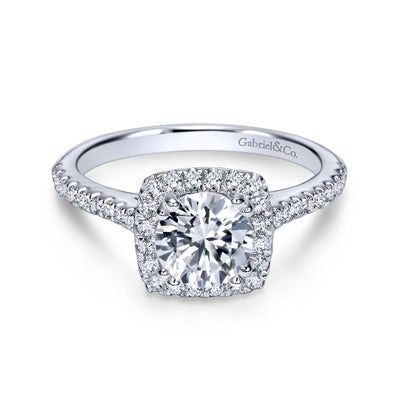 Gabriel & Co. 14k White Gold Contemporary Halo Engagement Ring