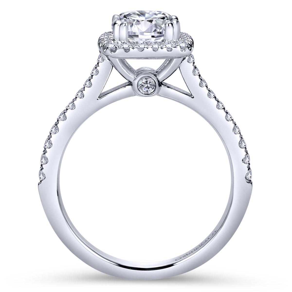 Gabriel & Co. 14k White Gold Contemporary Halo Engagement Ring