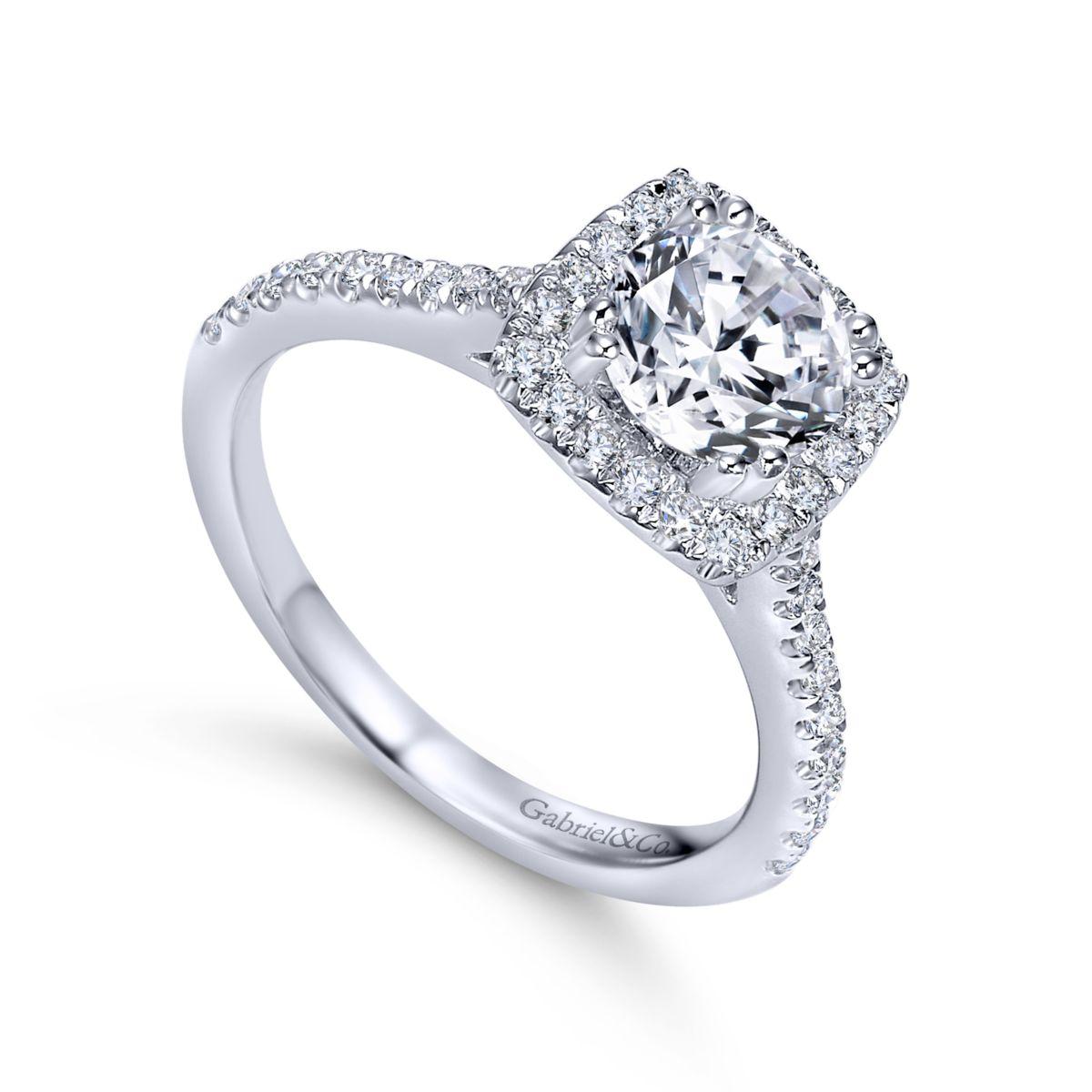 Gabriel & Co. 14k White Gold Contemporary Halo Engagement Ring