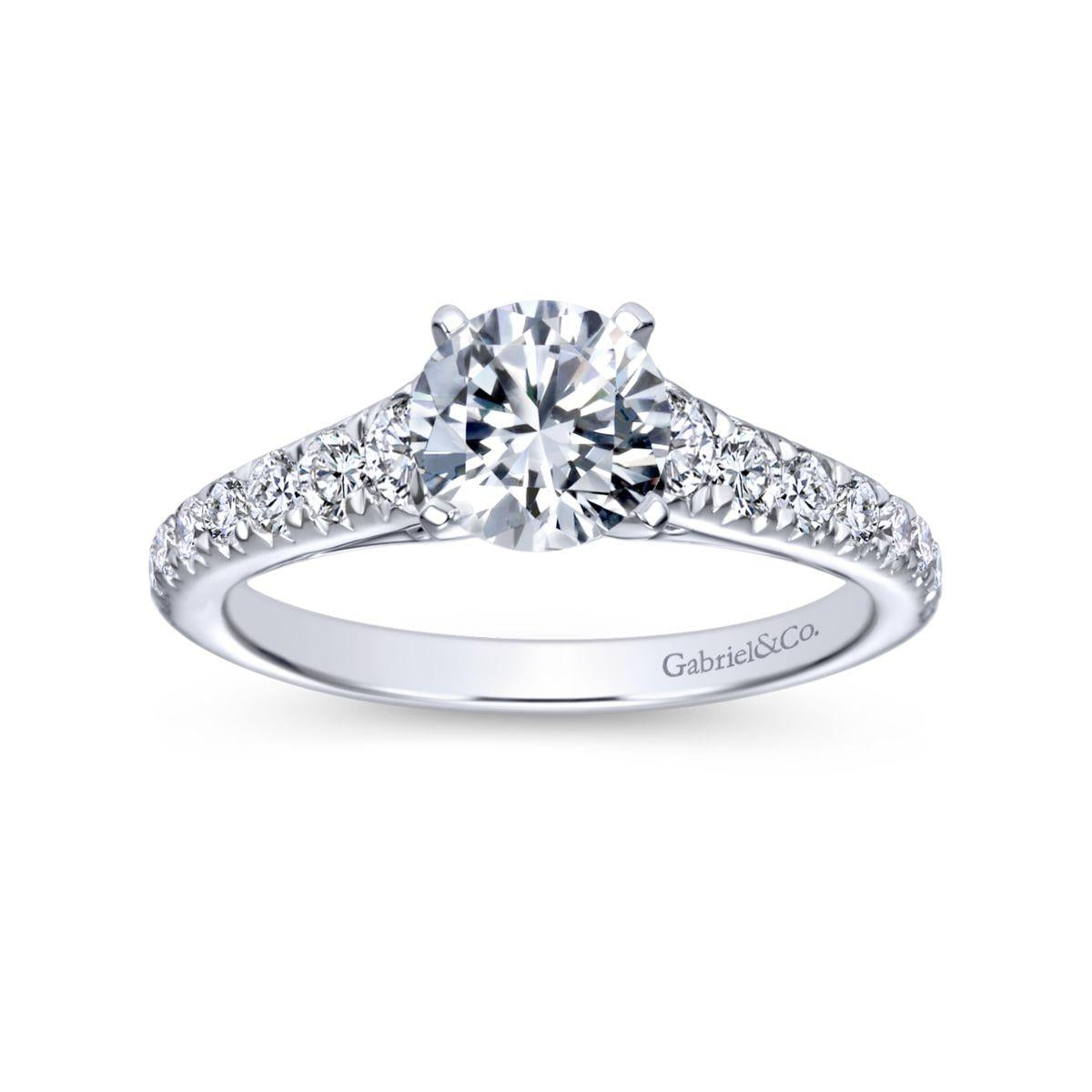 Gabriel & Co. 14k White Gold Contemporary Straight Engagement Ring