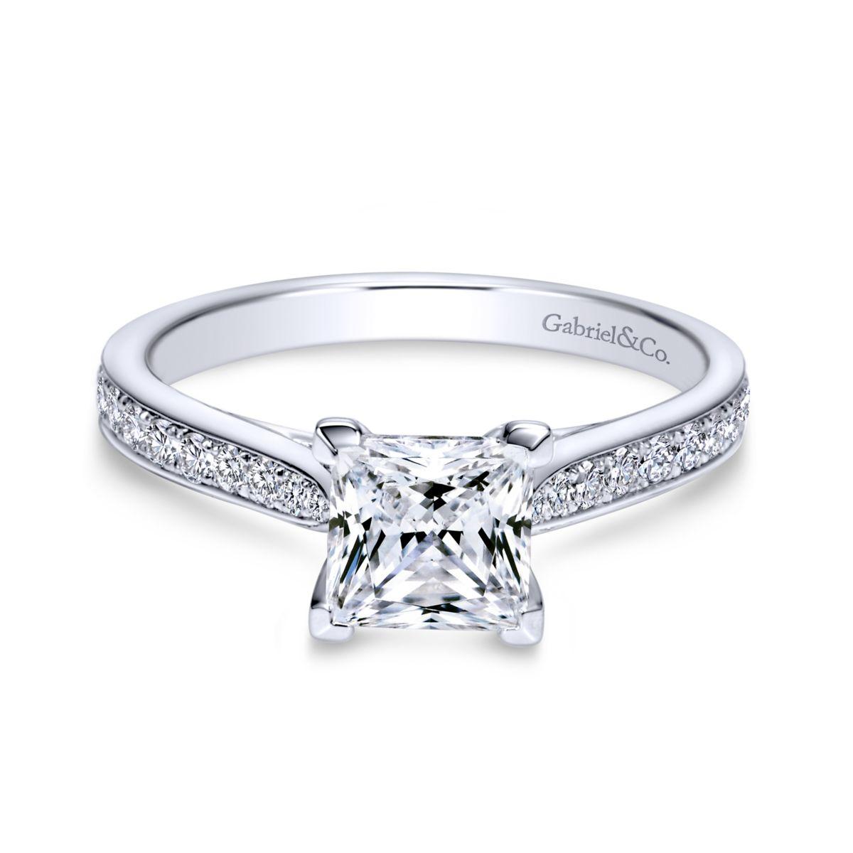 Gabriel & Co. 14k White Gold Contemporary Straight Engagement Ring