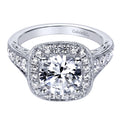 Gabriel & Co. 14k White Gold Victorian Halo Engagement Ring