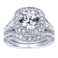 Gabriel & Co. 14k White Gold Victorian Halo Engagement Ring