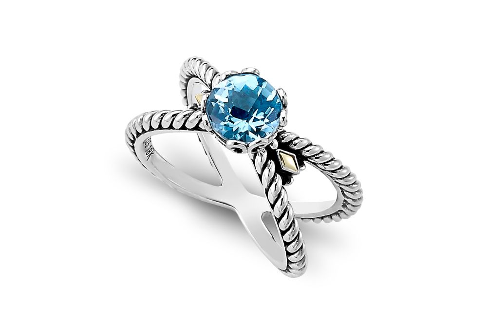 Glow "X" Ring- Blue Topaz