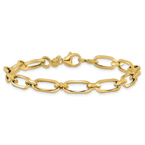 14k Yellow Gold Polished Fancy Link Bracelet