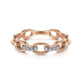 14K Rose Gold Diamond Oval Link Chain Ladies Ring