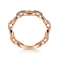 14K Rose Gold Diamond Oval Link Chain Ladies Ring