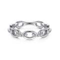 14K White Gold Diamond Oval Link Chain Ladies Ring