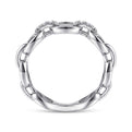 14K White Gold Diamond Oval Link Chain Ladies Ring