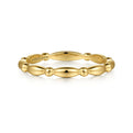 14K Yellow Gold Orzo shape and  Bujukan Bead Station Stackable Ring