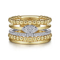 14K White-Yellow Gold Bujukan And Diamond Easy Stackable Ring