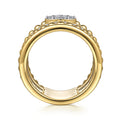 14K White-Yellow Gold Bujukan And Diamond Easy Stackable Ring