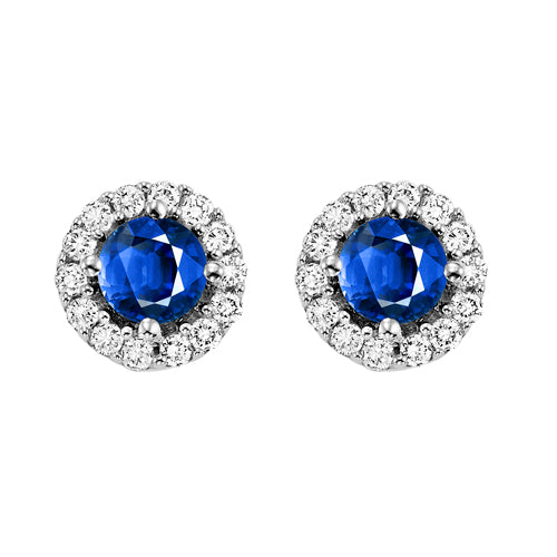 14Kt White Gold Diamond 1/8Ctw & Sapphire 1/3Ctw Earring