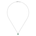 14K White Gold Emerald and Diamond Halo Pendant Necklace