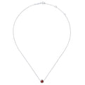 14K White Gold Round Garnet and Diamond Halo Pendant Necklace