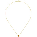 14K Yellow Gold Round Citrine and Diamond Halo Pendant Necklace