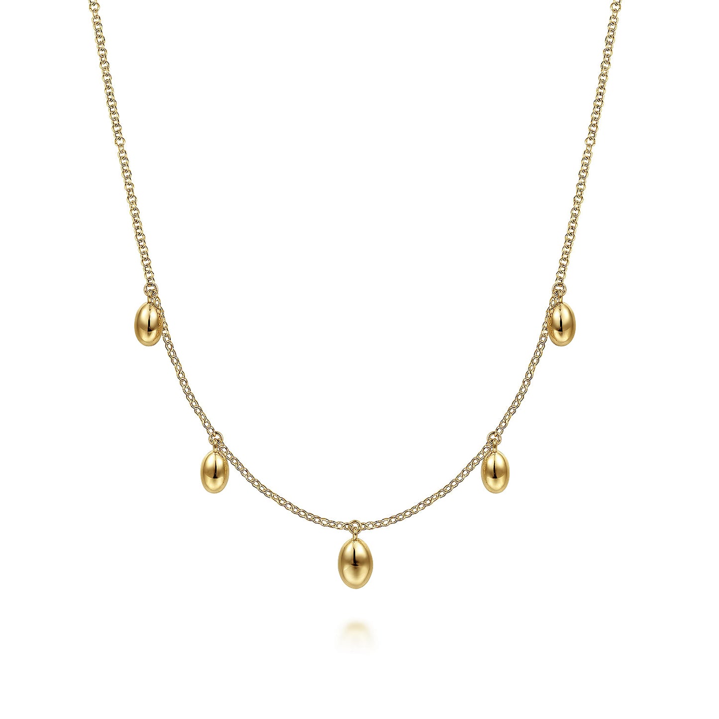 14K Yellow Gold Chain Necklace with Bujukan Bead Drops