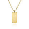 14K Yellow Gold ID Dog Tag Pendant Hollow Chain Necklace