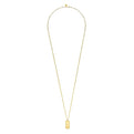 14K Yellow Gold ID Dog Tag Pendant Hollow Chain Necklace