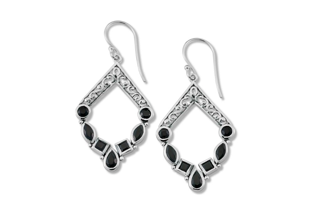 Riviera Filigree Earrings- Black Spinel