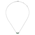 Gabriel & Co | 14K White Gold Pear Shaped Emerald and Diamond Bar Pendant Necklace