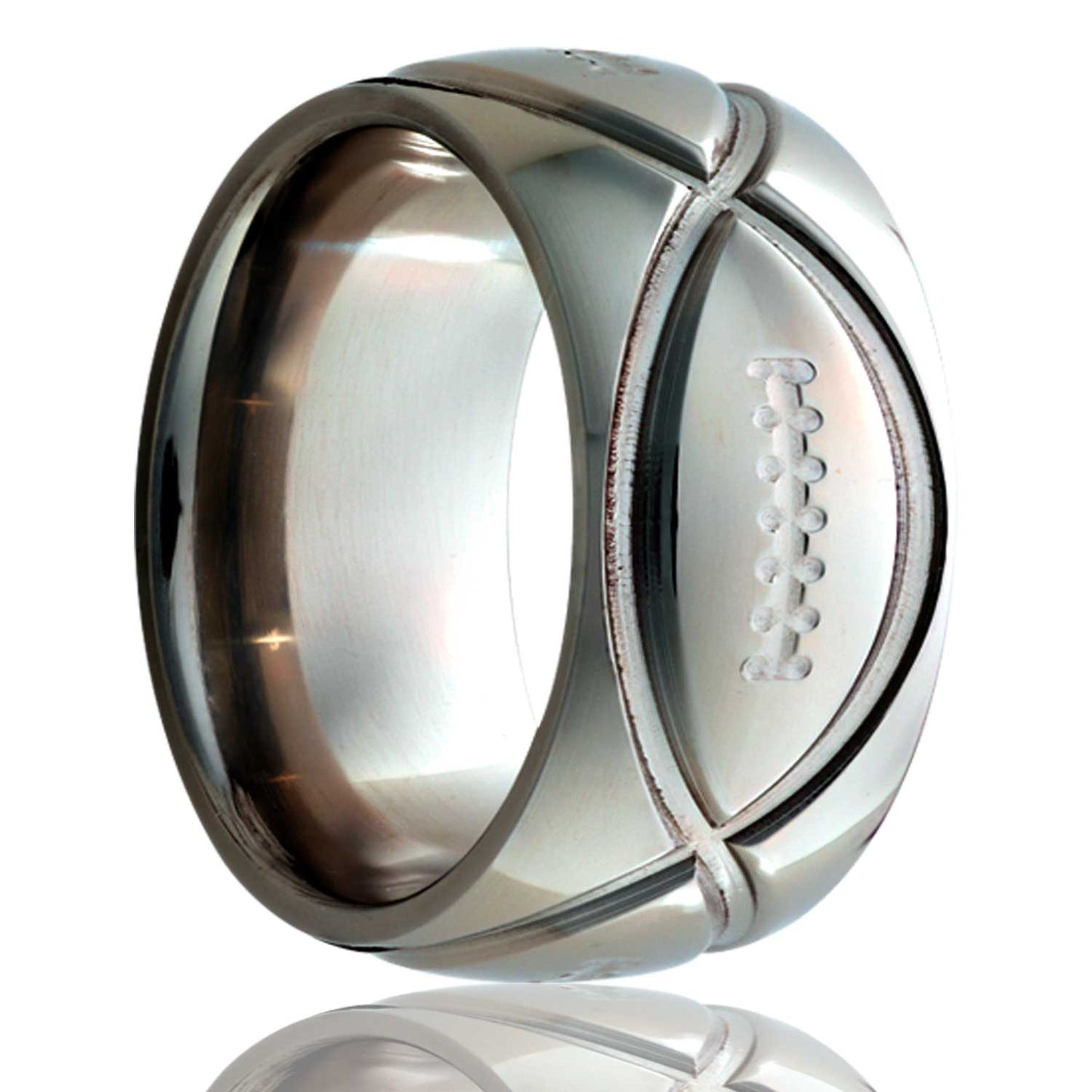 Tungsten Dome Polished Football Pattern Ring - 2-3 Week Delivery