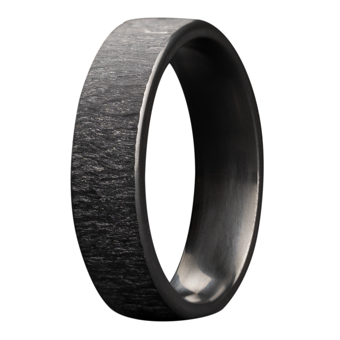 Zirconium Comfort Fit Treebark Finish Ring