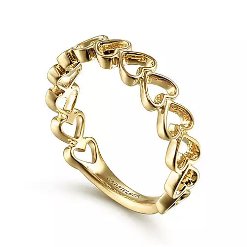 Gabriel & Co | 14K Yellow Gold Sideways Heart Stackable Ring