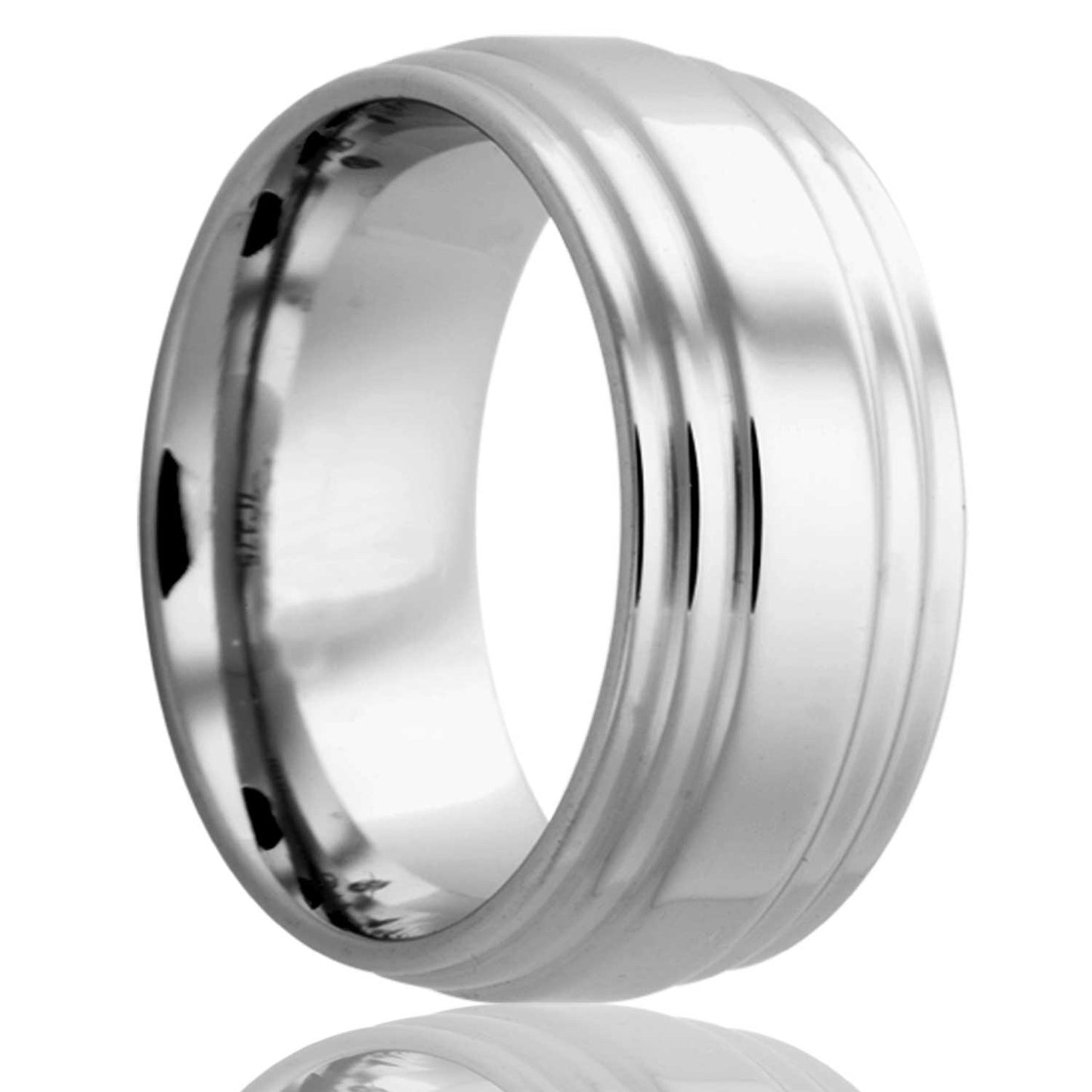 Titanium Comfort Fit Polished Millgrain Ring