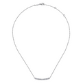 Gabriel & Co | 14K White Gold Round and Baguette Diamond Curved Bar Necklace