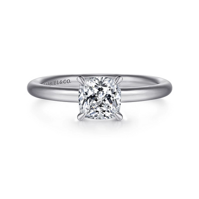 Gabriel & Co. "Lark" 14K White Gold Cushion Cut Solitaire Engagement Ring