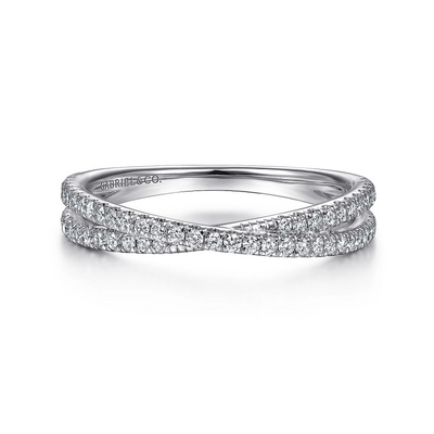 Gabriel & Co | 14K White Gold Criss Cross Diamond Stackable Ring