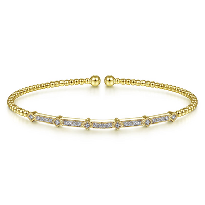 Gabriel & Co | 14K Yellow Gold Bujukan Cuff Bracelet with Diamonds