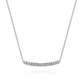 Gabriel & Co | 14K White Gold Round and Baguette Diamond Curved Bar Necklace