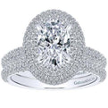 Gabriel Amavida "Lolita" Oval Double Halo Prong Set Diamond Engagement Ring