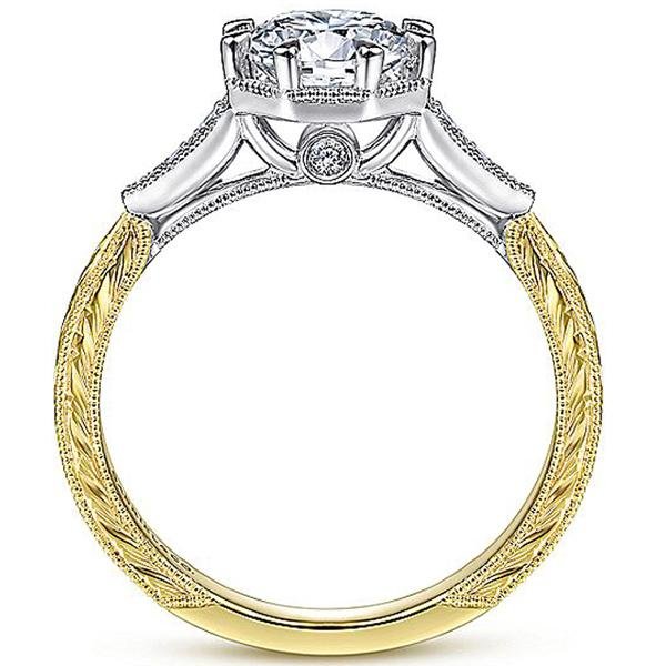 Gabriel Art Deco Inspired Two-Tone Diamond Engagement Ring