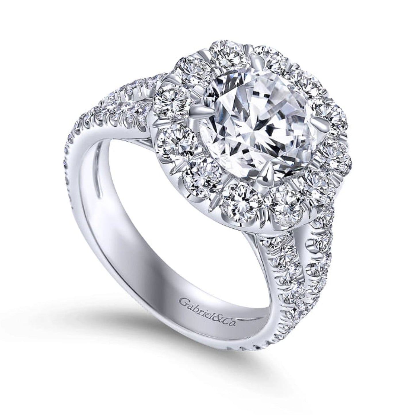 Gabriel & Co. Amavida "Coco" Round Large Diamond Halo Engagement Ring