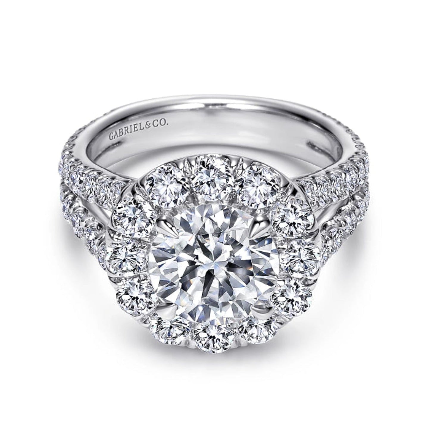 Gabriel & Co. Amavida "Coco" Round Large Diamond Halo Engagement Ring