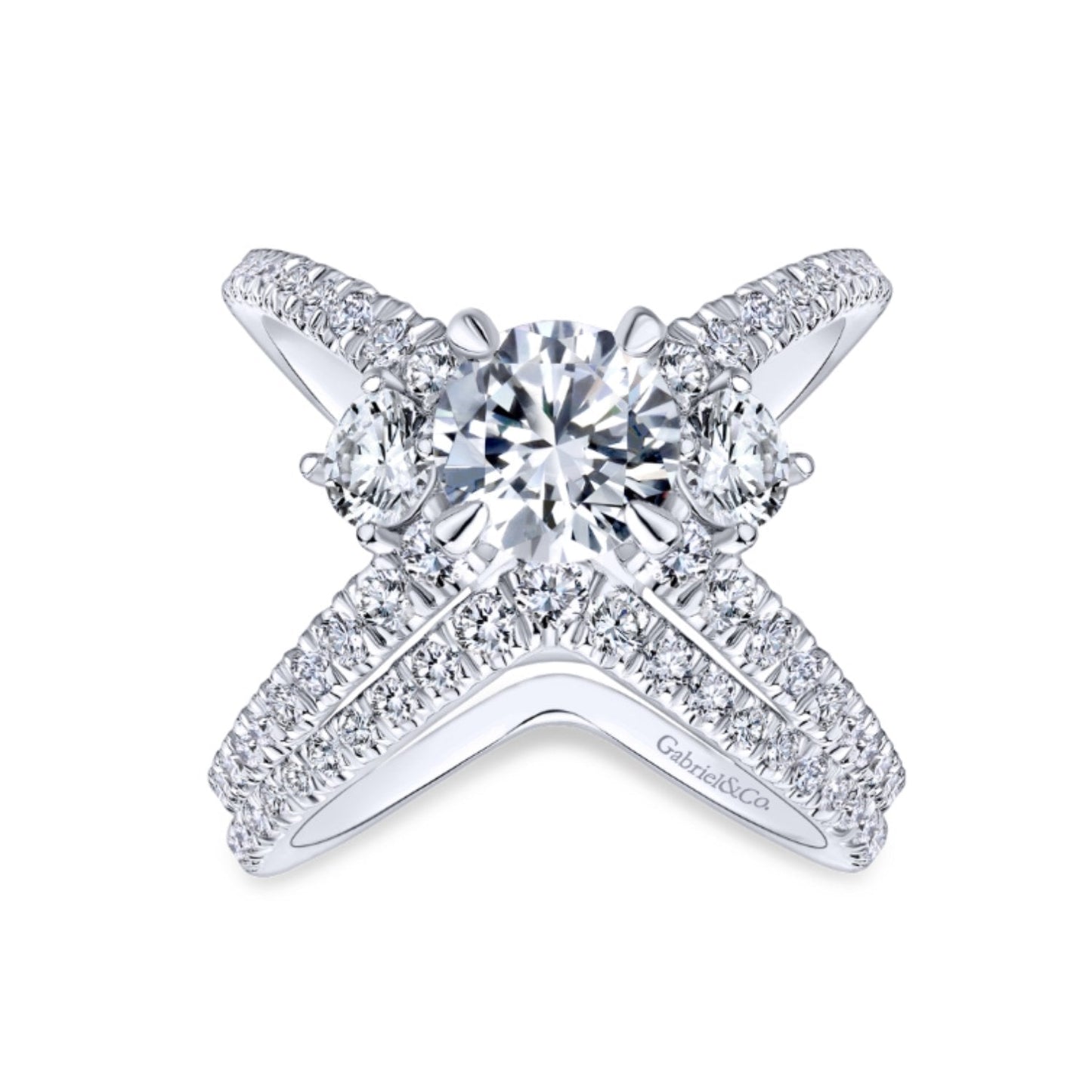 Gabriel & Co. "Aria" Three Stone Diamond Engagement Ring