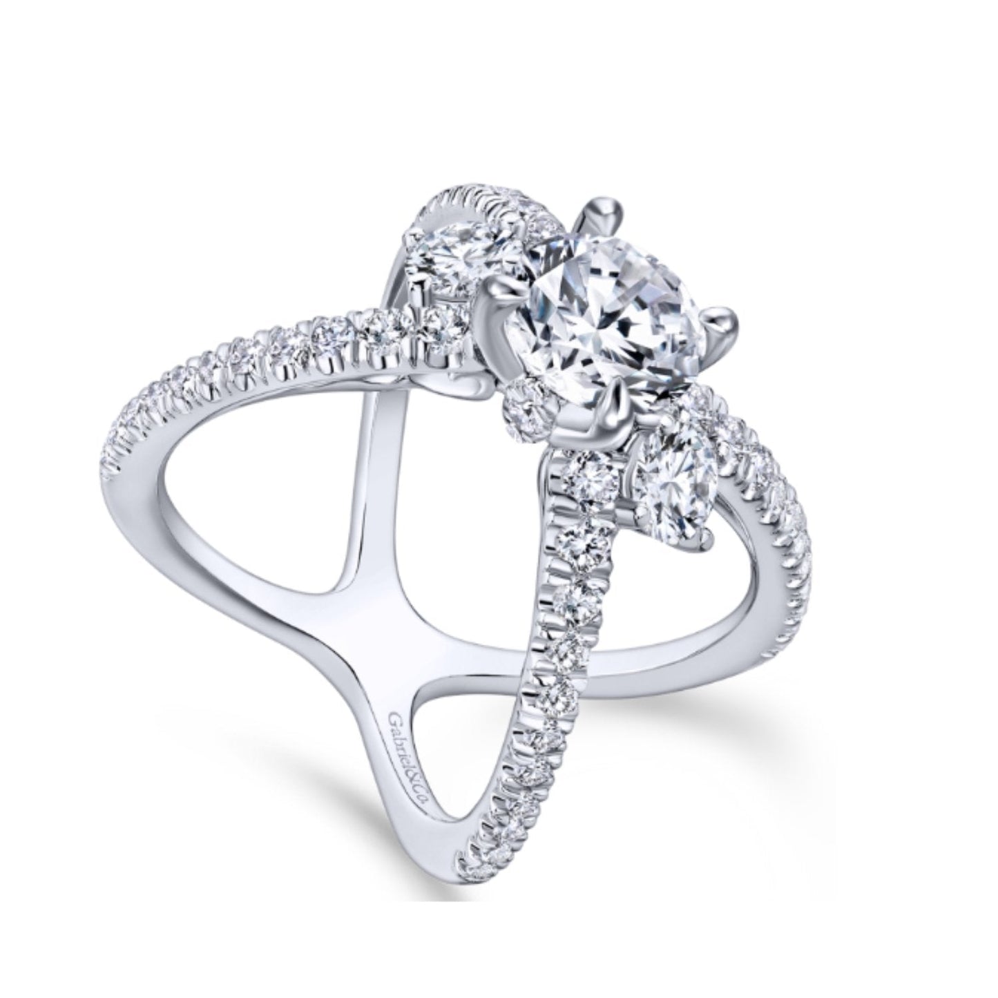 Gabriel & Co. "Aria" Three Stone Diamond Engagement Ring