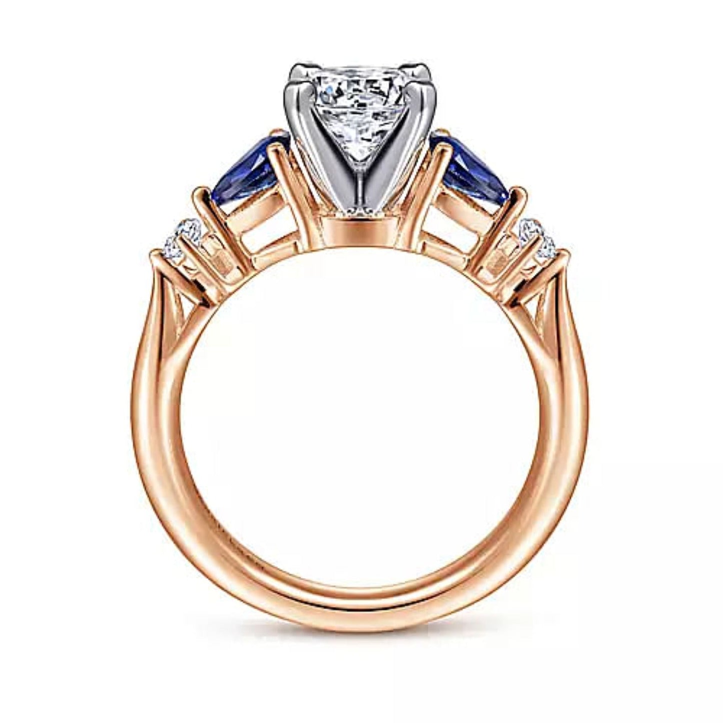 Gabriel & Co "Carrie" Blue Sapphire Pear Cut Side Engagement Ring