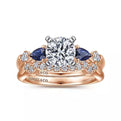 Gabriel & Co "Carrie" Blue Sapphire Pear Cut Side Engagement Ring