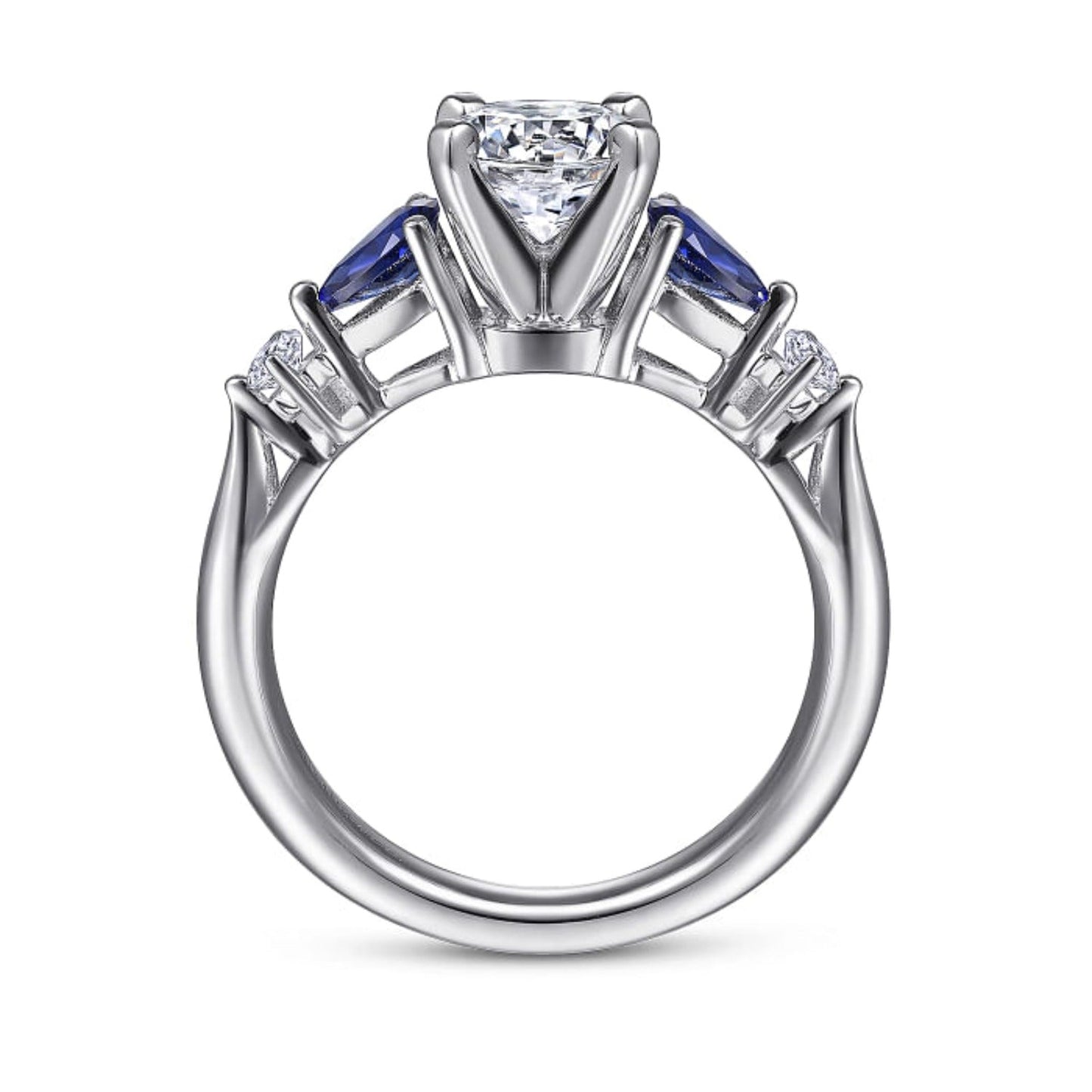 Gabriel & Co "Carrie" Blue Sapphire Pear Cut Side Engagement Ring