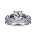 Gabriel & Co "Carrie" Blue Sapphire Pear Cut Side Engagement Ring