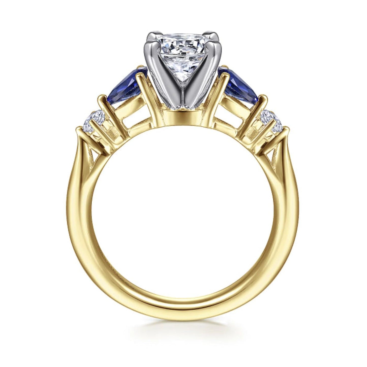 Gabriel & Co "Carrie" Blue Sapphire Pear Cut Side Engagement Ring