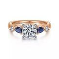 Gabriel & Co "Carrie" Blue Sapphire Pear Cut Side Engagement Ring