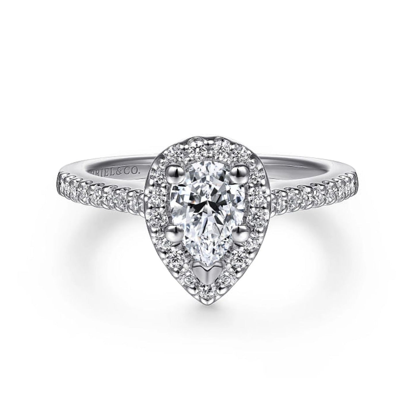 Gabriel & Co. Classic Pear Cut Halo Diamond Engagement Ring